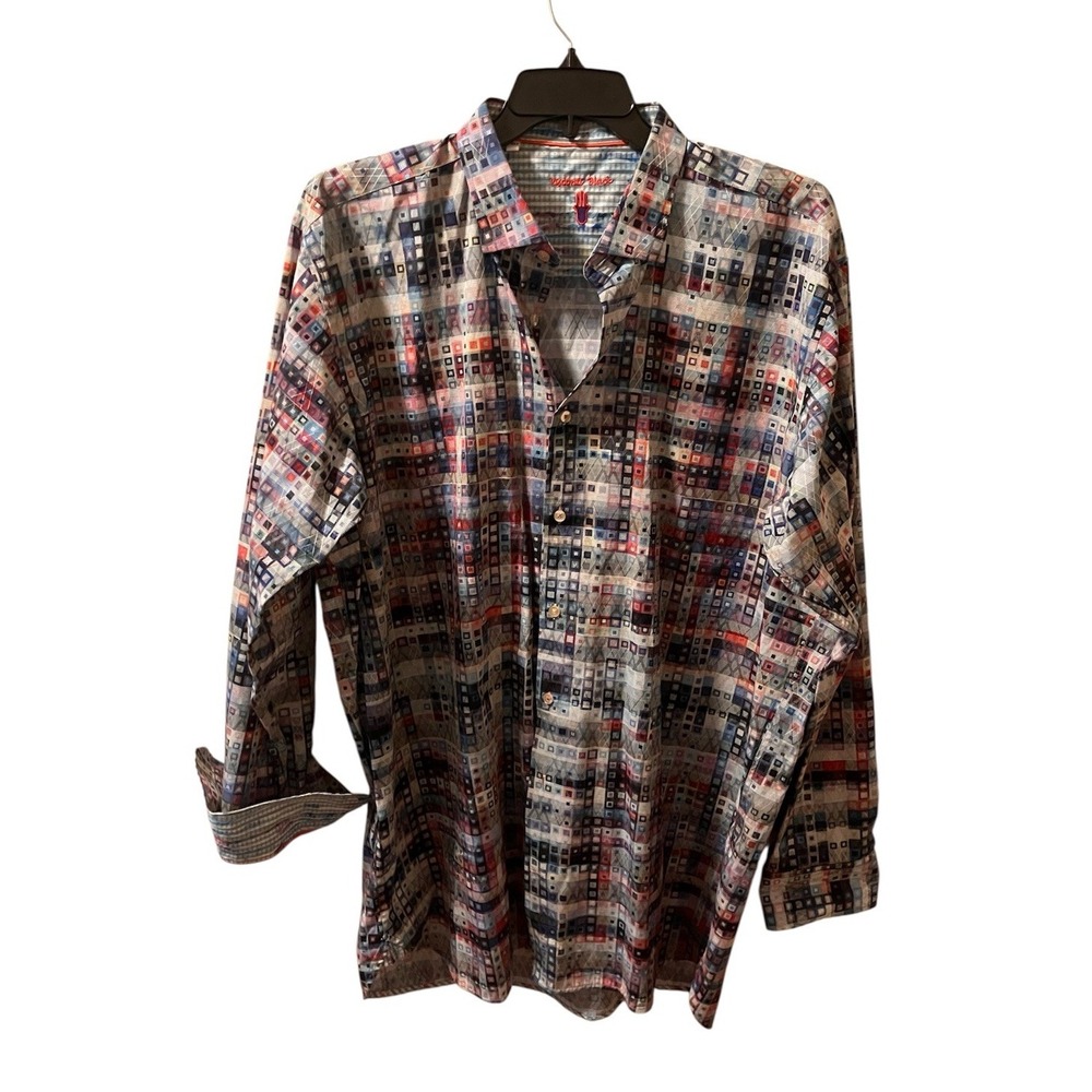 Visconti Shirt 2XLT Big & Tall Multicolor Geometric Button-Up Flip Cuff